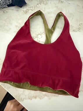 Reversible Racerback Sports Bra - Burgundy/Olive